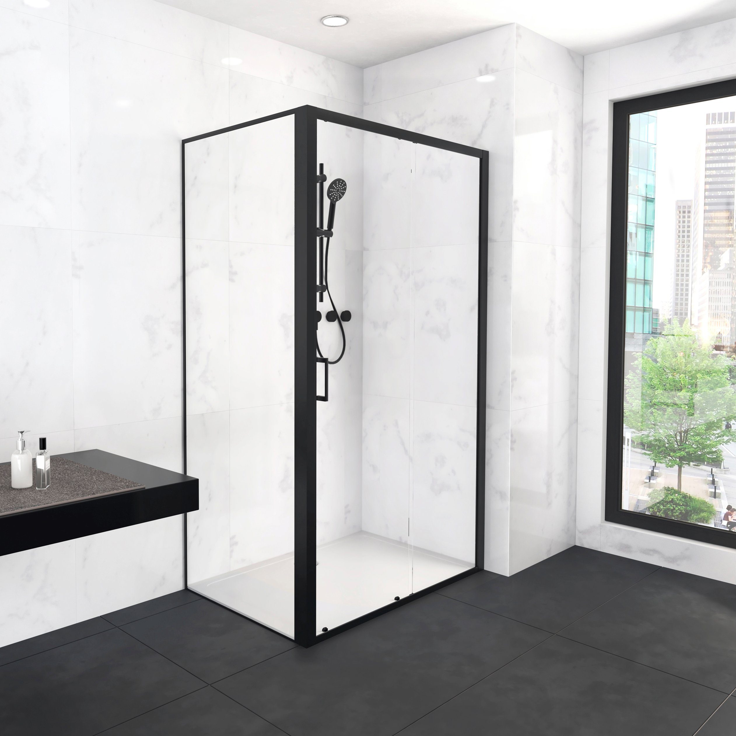 Marwell Eckdusche CITY, BxT: 120x80 cm, Einscheibensicherheitsglas, mit Fronteinsteig