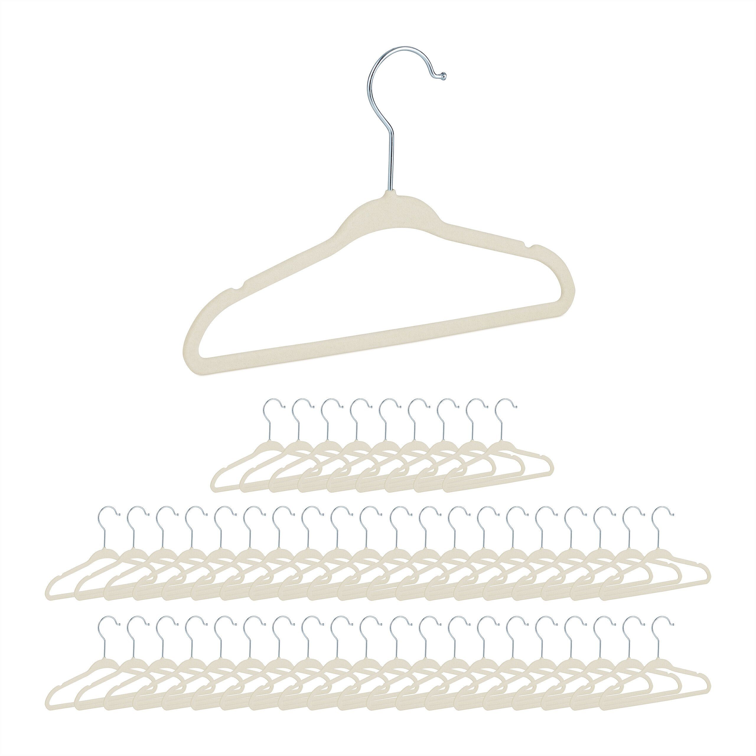 relaxdays Kleiderbügel Kinderkleiderbügel Samt, (50er Set), Weiß, 50er-Pack