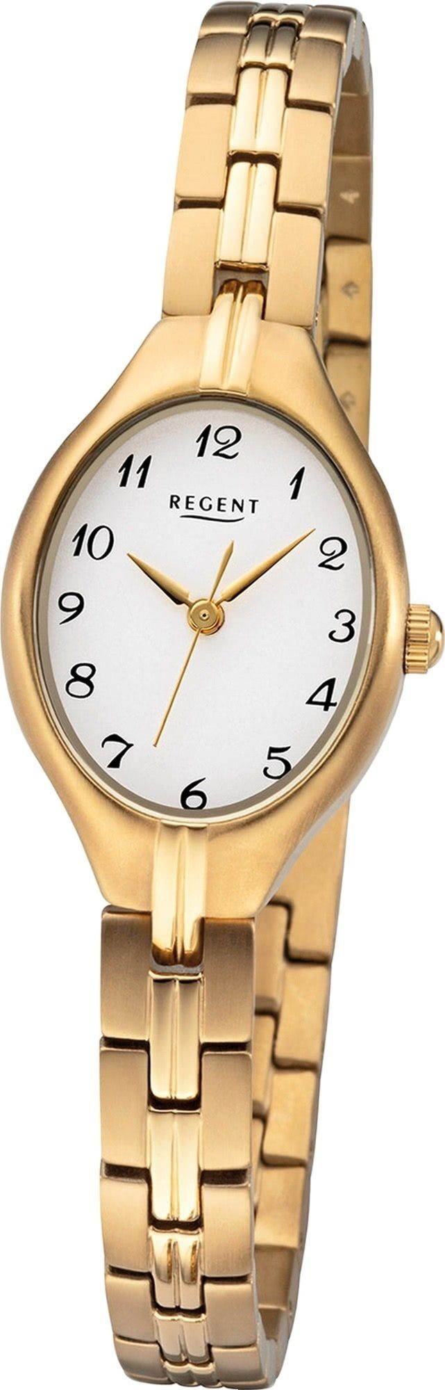 Damen Uhren Regent Quarzuhr D2URF1163 Regent Metall Damen Uhr F-1163 Analoge, Damenuhr mit Metallarmband, ovales Gehäuse, mittel