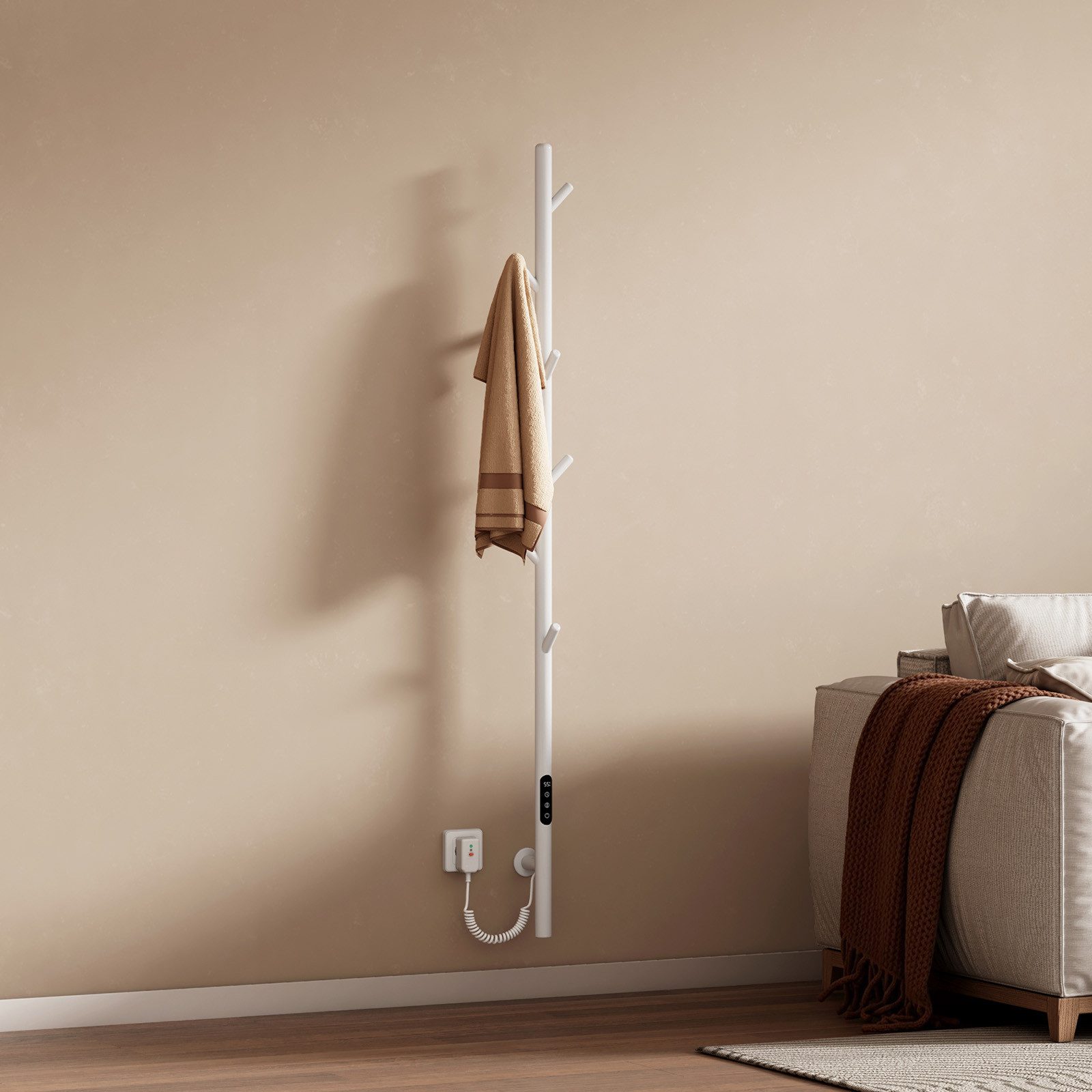 EMKE Elektrischer Badheizkörper Elektrischer Handtuchheizkörper Designheizkörper mit Smart / WLAN /App, Handtuchtrockner Timer für Badezimmer Flur 150 cm hoch, weiß