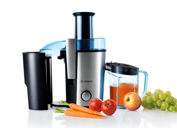 BOSCH Entsafter VitaJuice 3 MES3500, großer Einfüllschacht, 1,25l Saftbehälter, 700 W, mehrere Geschwindigkeiten, spülmaschinengeeignet, Edelstahl