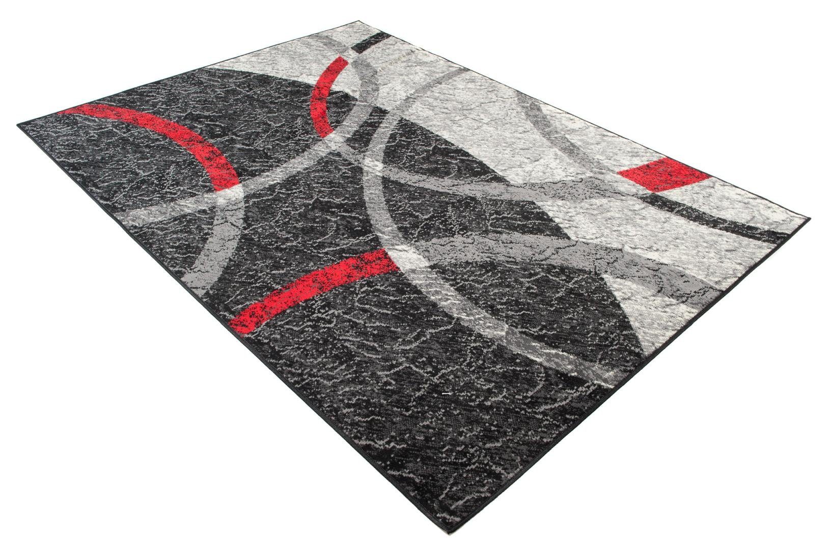 Geeignet Fußbodenheizung, x Grau Teppich Kurzflor Modern für Geometrisch 150 Pflegeleich, 80 Designteppich mm, cm, Rot Höhe 7 - Mazovia, Weich,