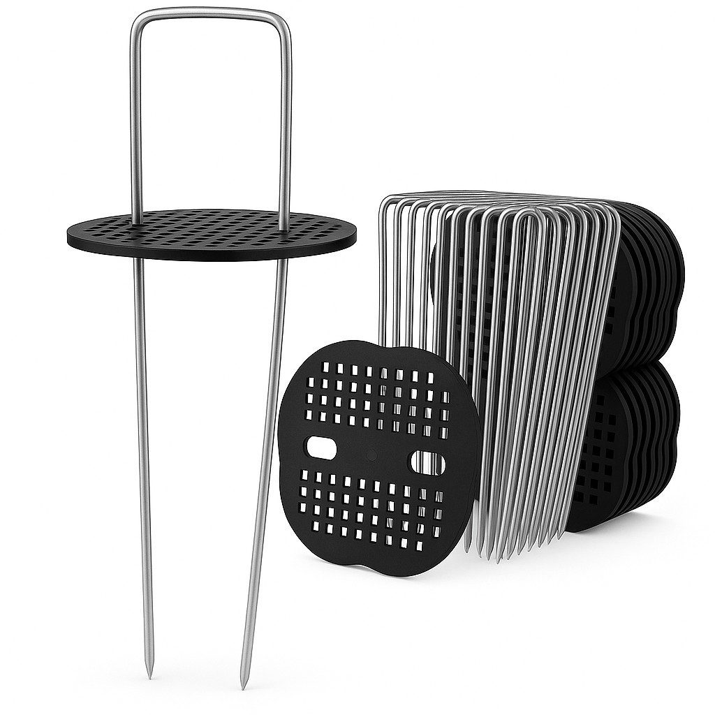 Bodenanker 30x Bodenanker mit Kappen – Verzinkt, für Vlies, Folien & Schläuche