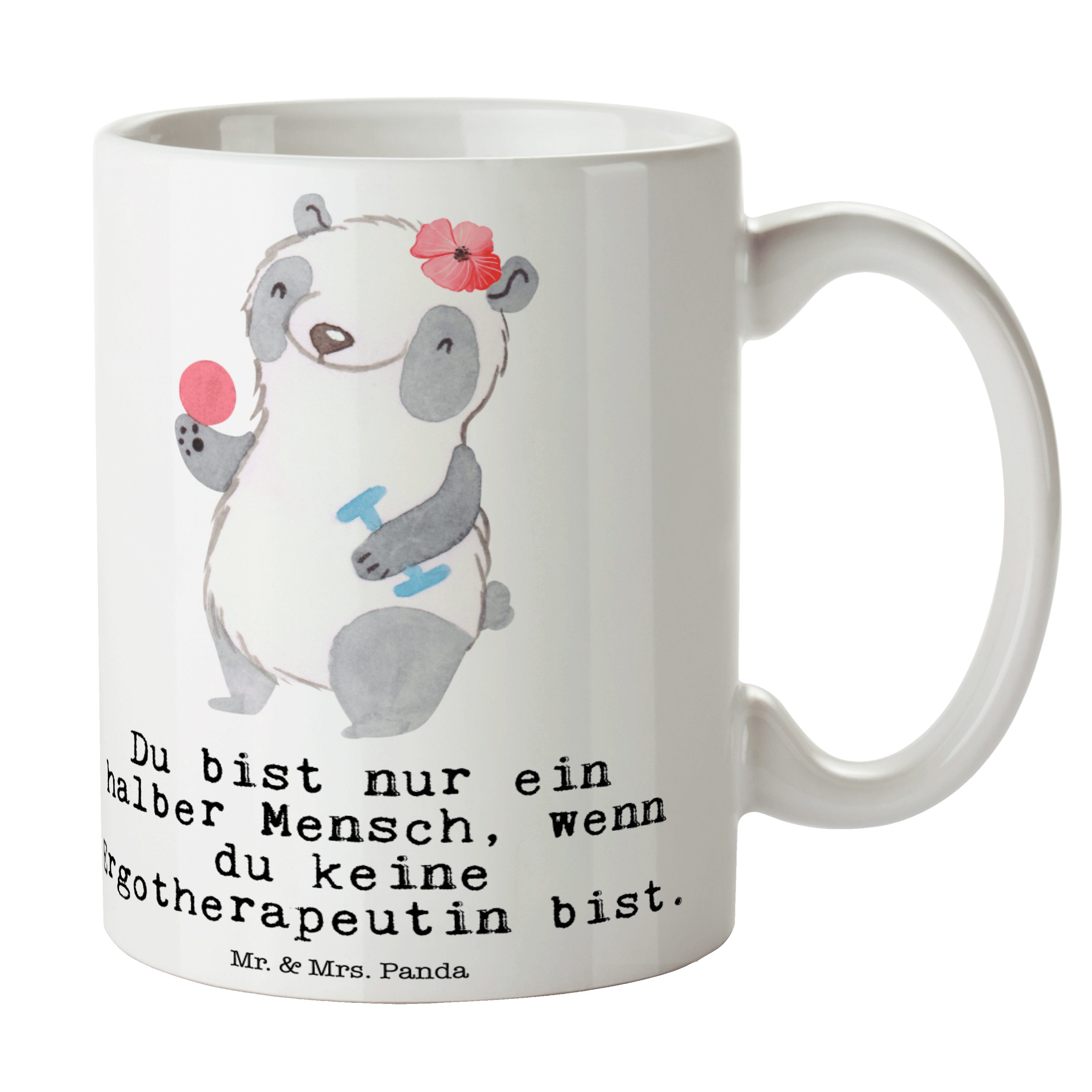 Keramik & Panda Gymnastik, - - mit Herz Geschenk, Mrs. Kollegin, Tasse Weiß Ergotherapeutin Work, Mr.