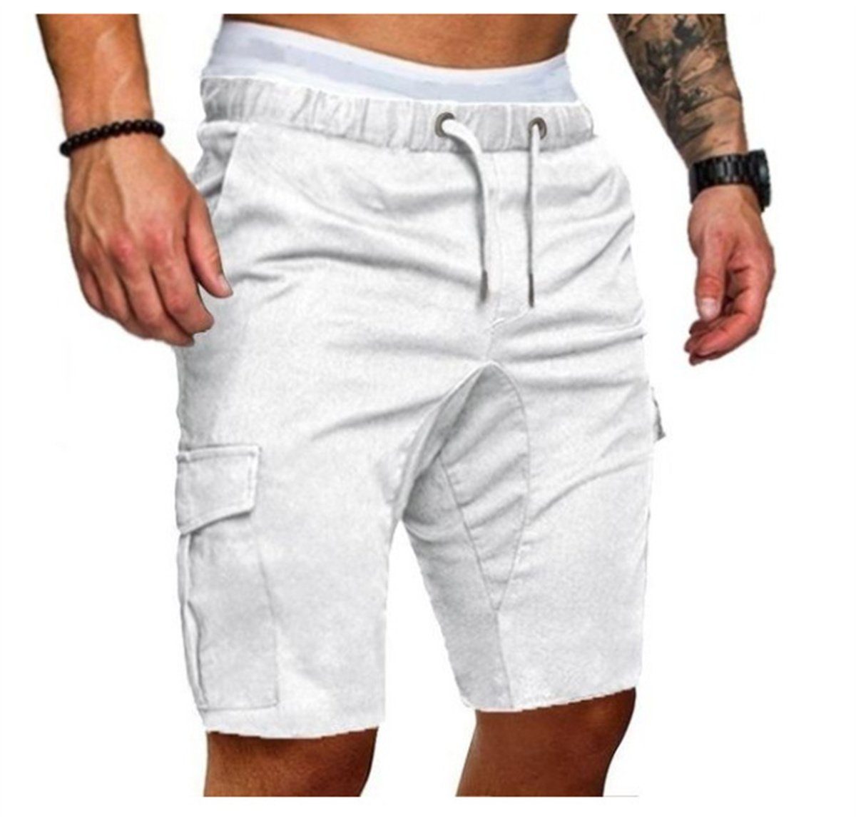 Discaver Cargoshorts Herren Plus Size Stretch Loose Casual Sportshorts Schnell trocknende, atmungsaktive, feuchtigkeitsabsorbierende Weiß