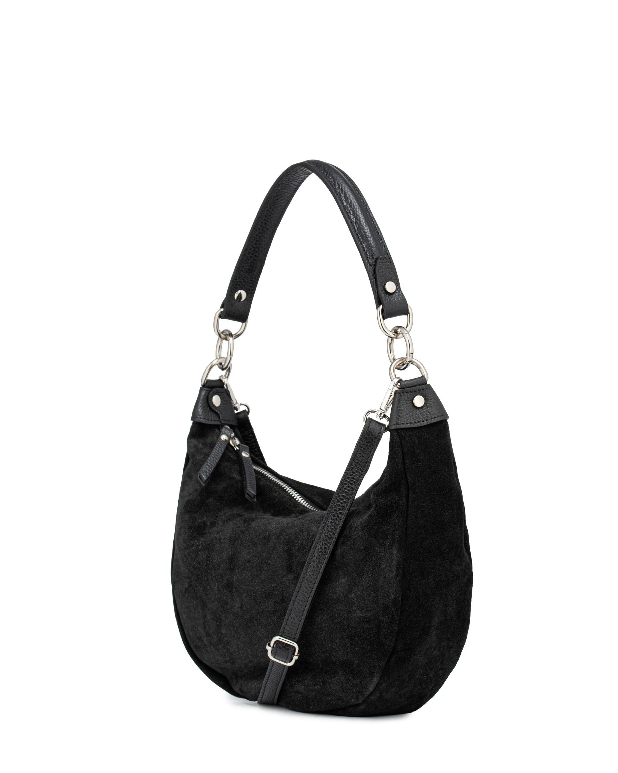 Caspar Schultertasche Leder Hobo Bag edle Damen Handtasche - PREMIUM LINE - Modell No.857, 100% italienisches Wildleder, samtig weich, angenehmer Tragekomfort – Bild 3 von 5