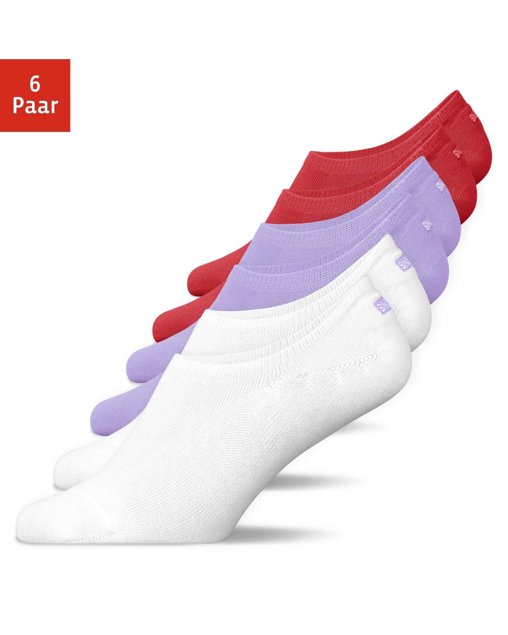 SNOCKS Füßlinge Invisible Socks Sneaker Socken Damen & Herren (6-Paar) aus Bio-Baumwolle, mit Anti-Rutsch-Pad und unsichtbar in den Schuhen