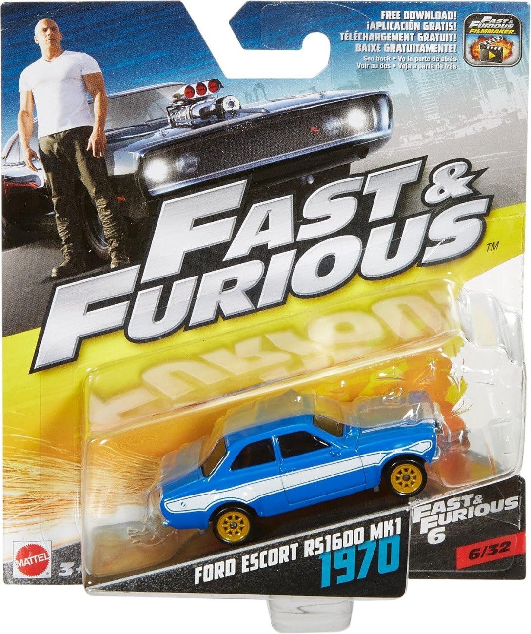 Mattel® Modellauto Fast & Furious - Ford Escort RS1600 MK1 1970 - Modellauto 1:64