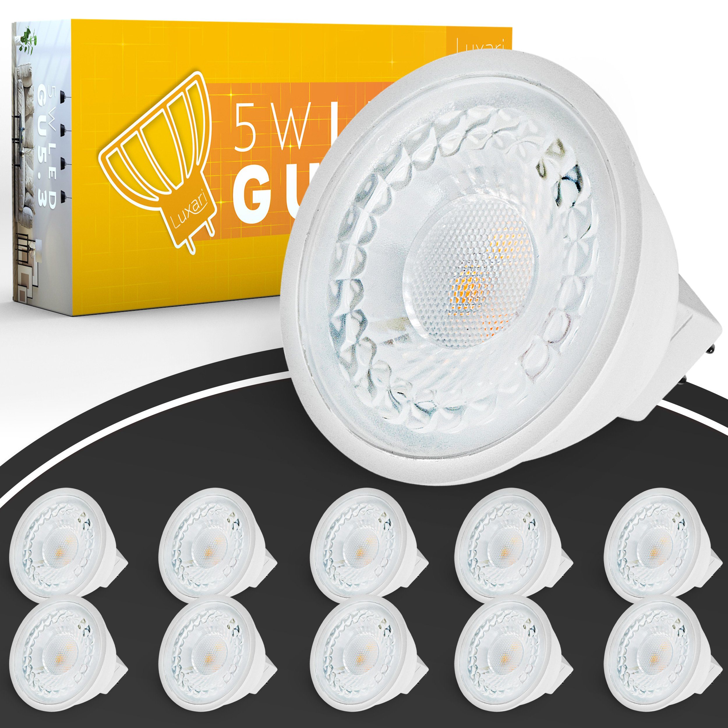 Luxari LED Deckenleuchte »Luxari GU5.3 LED Lampe [10x] − MR16 LED −  Entspricht 50W Halogenlampe − LED Leuchtmittel 5W 420lm − GU 5.3 LED Spot  mit 2700K warmweiß [Energieklasse A+]« online kaufen | OTTO