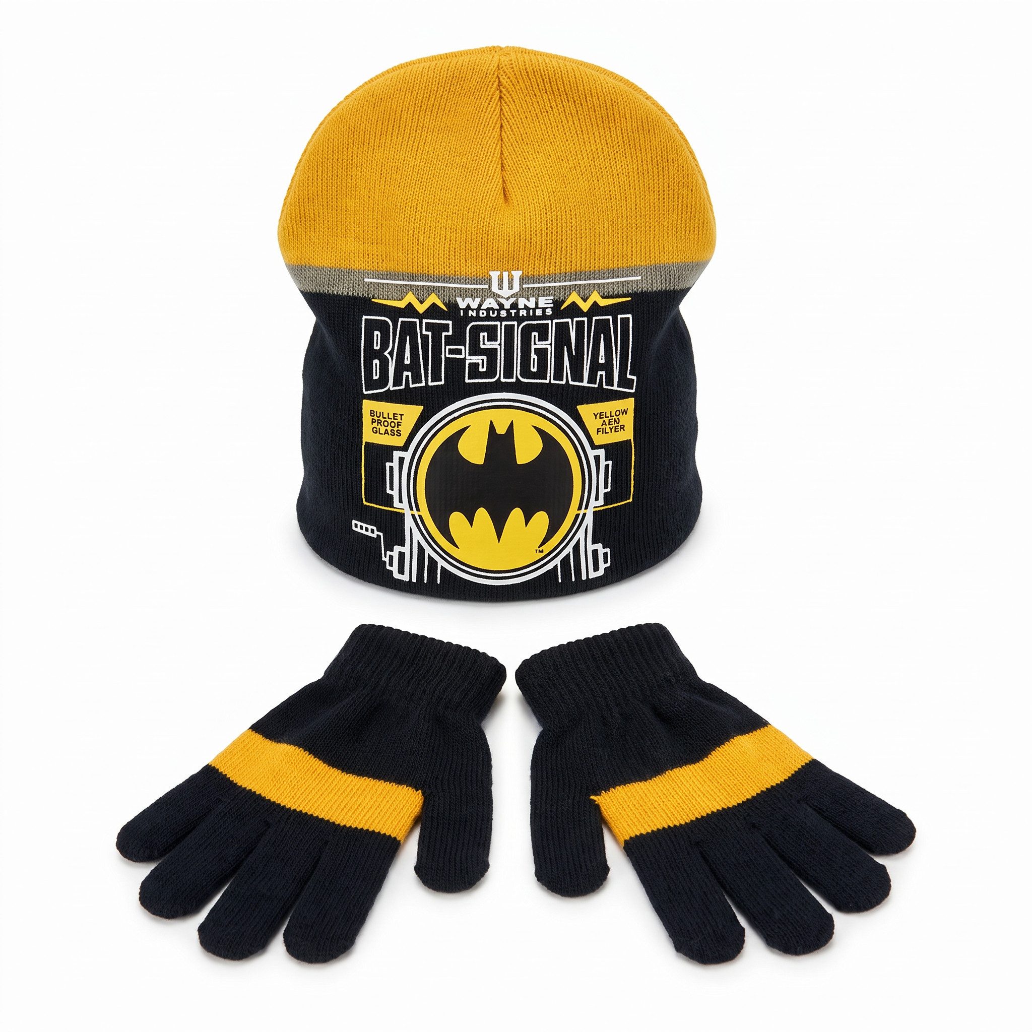 DC Comics Schlupfmütze Batman Kinder 2tlg Set Herbst Wintermütze plus Handschuhe (Set, 2-St) 52 oder 54 – Bild 2 von 4