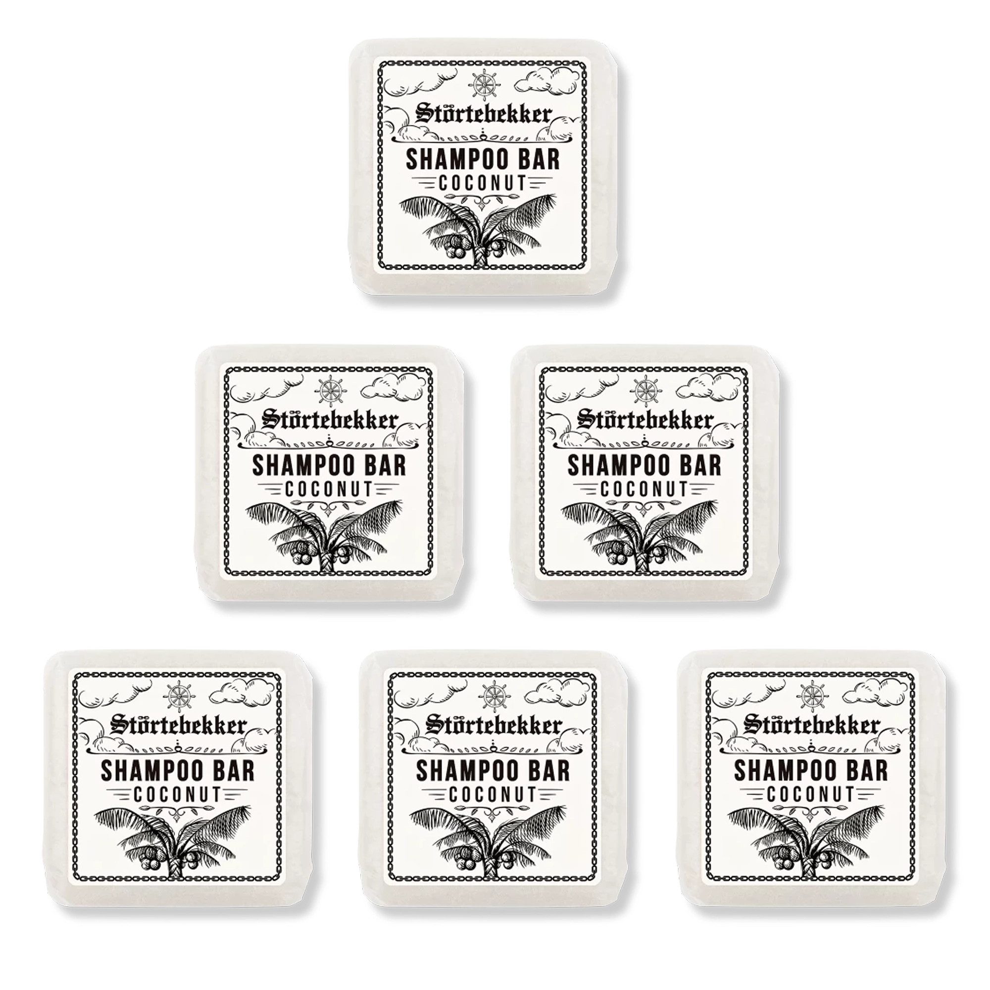 Störtebekker Festes Haarshampoo Kokos, 6-tlg., Vegane & Nachhaltige Reinigung für Körper und Haar