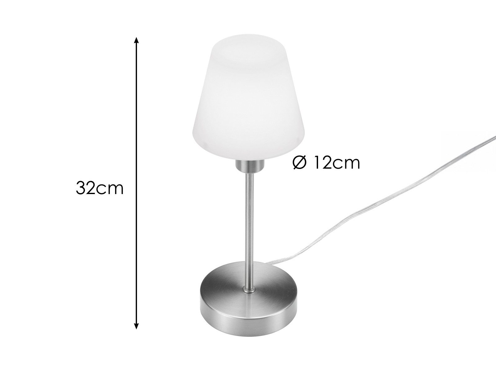 meineWunschleuchte Tischleuchte Touch Dimmer & E14 Glasschirm, Höhe 32cm, Dimmfunktion, ohne Leuchtmittel, klassische Nacht-Tischlampe, Wohnzimmer Fensterbank – Bild 4 von 5