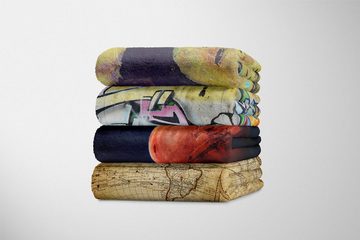 Sinus Art Handtücher Handtuch Strandhandtuch Saunatuch Kuscheldecke mit Fotomotiv Roter Planet Unive, Baumwolle-Polyester-Mix (1-St), Handtuch