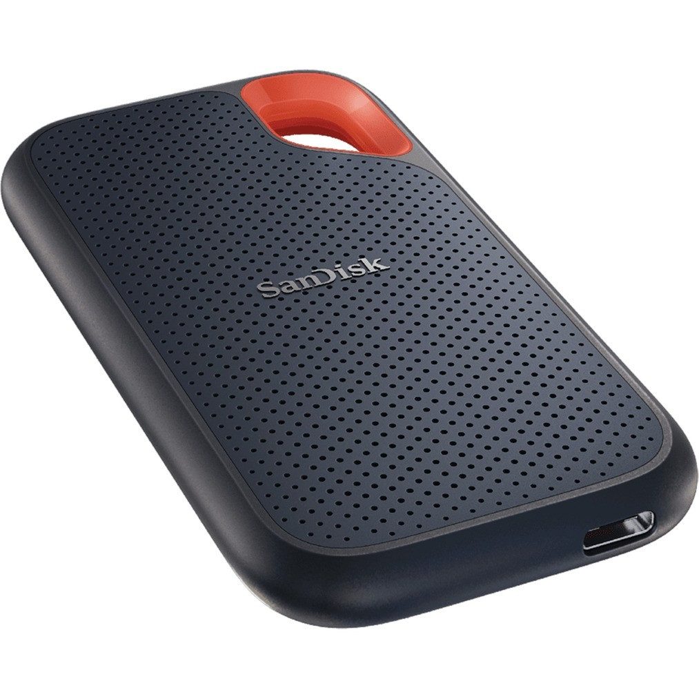 Sandisk Extreme Portable 1TB tragbare SSD USB-C USB-A externe SSD (1 TB) 1050 MB/S Lesegeschwindigkeit, 1000 MB/S Schreibgeschwindigkeit, IP65, AES 256-Bit, NVMe, Stoßfestes Outdoor-Design