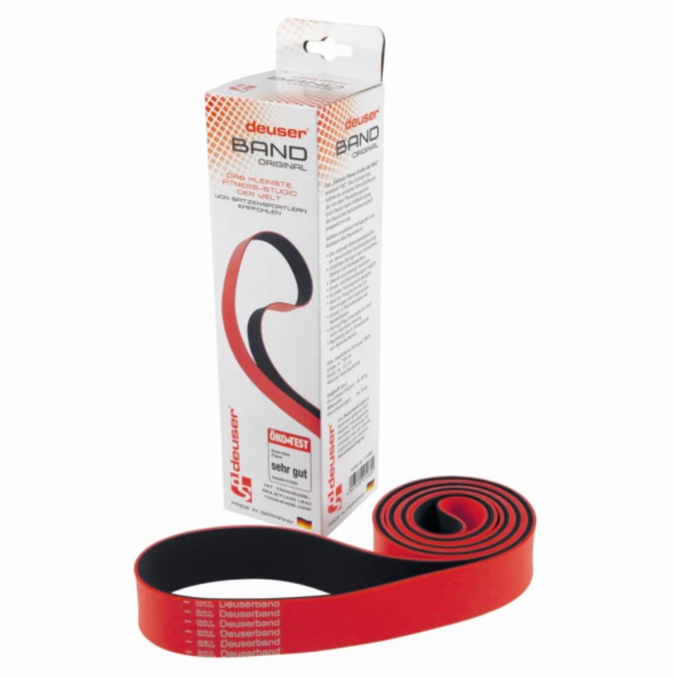 Deuser-Sports Trainingsband Deuser Band original rot Zugband Zugseil Expander, - Made in Germany - aus Naturkautschuk - Das Original