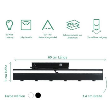 PARUS Pflanzenlampe Indoor plants, Leuchtmittel für Pflanzen, Grow White Spektrum, Grow Light Track Lights 60cm schwarz, Abstrahlwinkel 30°