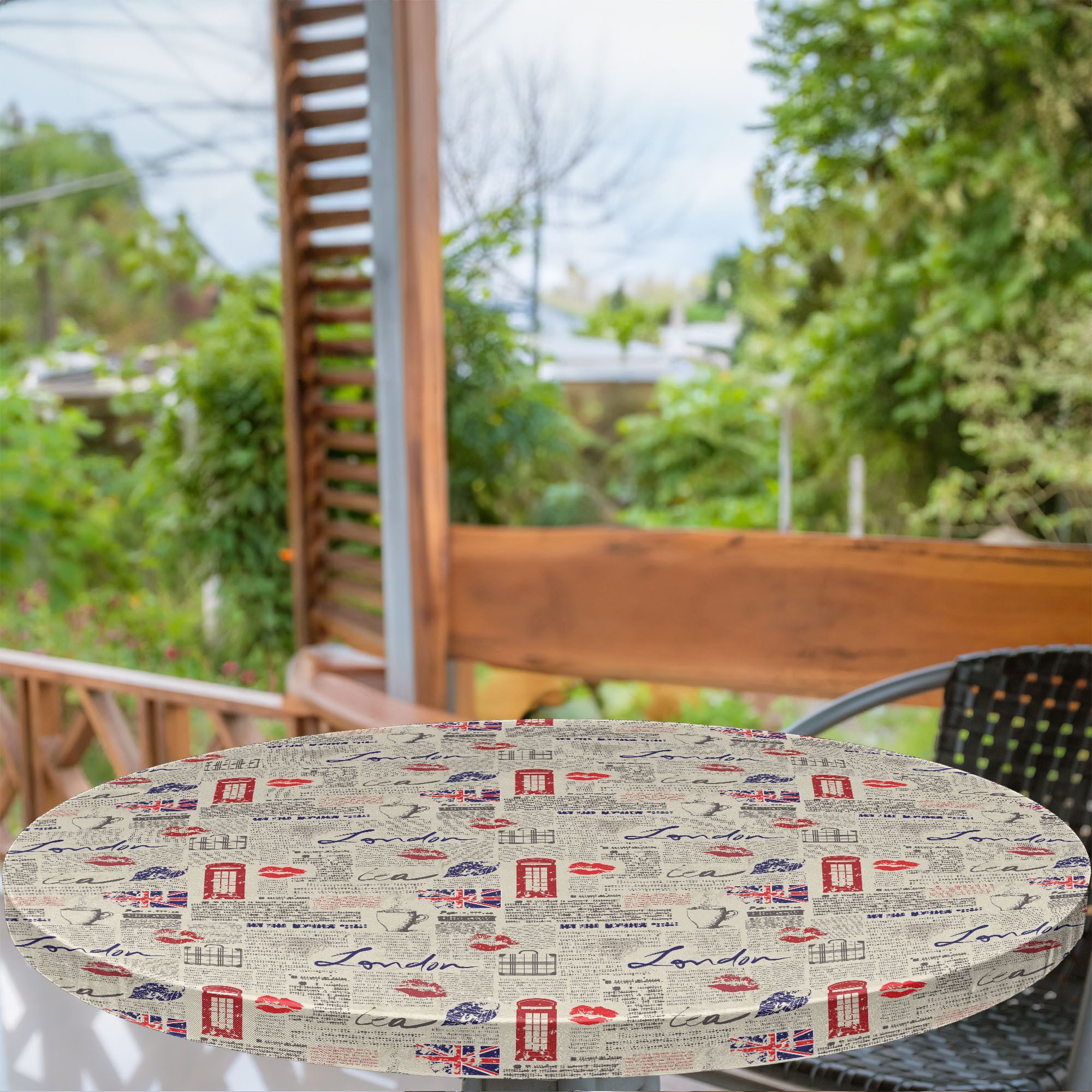 Abakuhaus Tischdecke Rundum-elastische Stofftischdecke, Tee-Party Zeitung günstig online kaufen