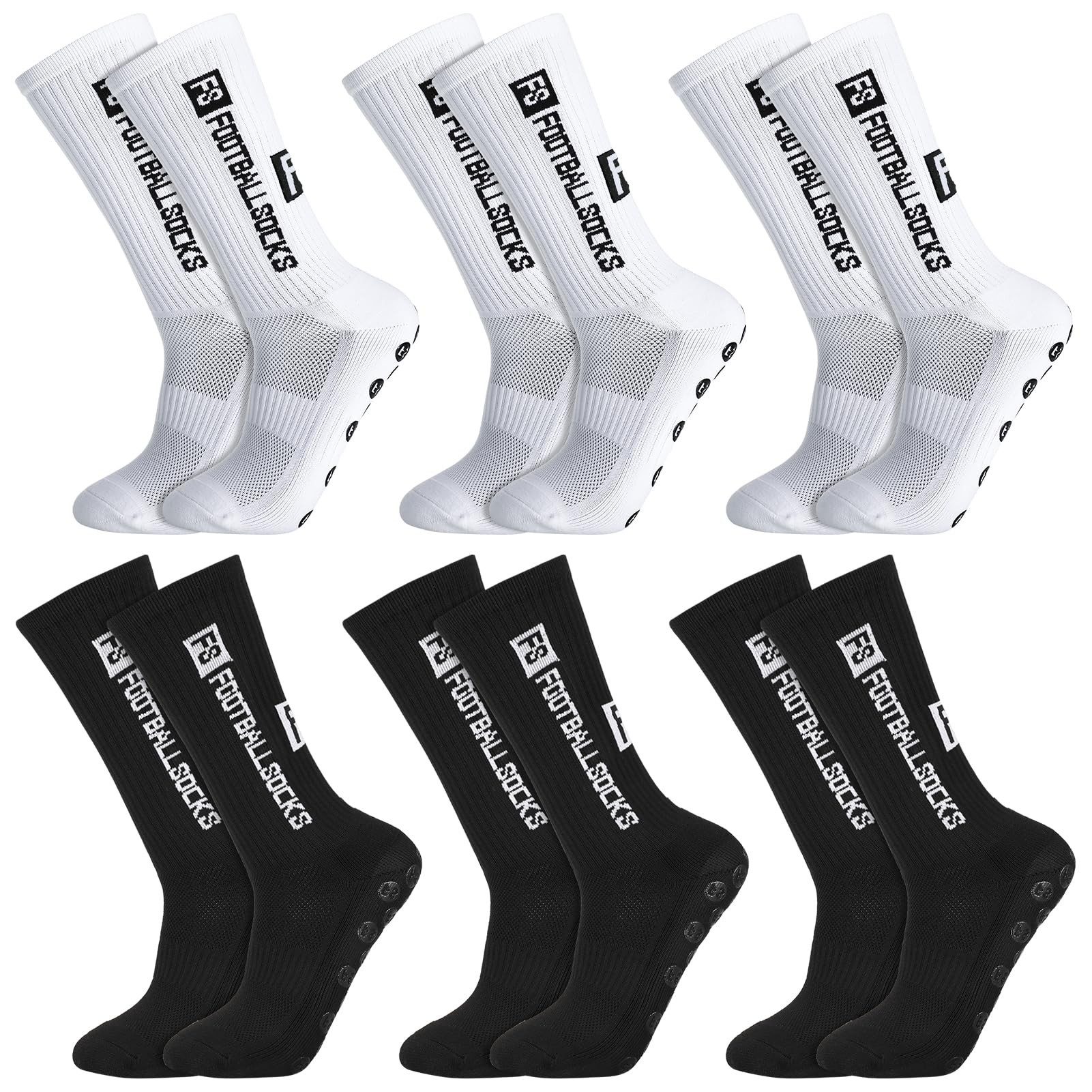 MOPUEA Sportsocken Sportsocken Rutschfeste Grip Fußballsocken 6 Paar 39-46 Basket Laufe (6 Paar Anti Rutsch Sportsocken Fußballsocken Set, Sport Socken Grip Fußball Laufen Basketball Training) Anti Rutsch atmungsaktiv elastisch rutschfest bequem