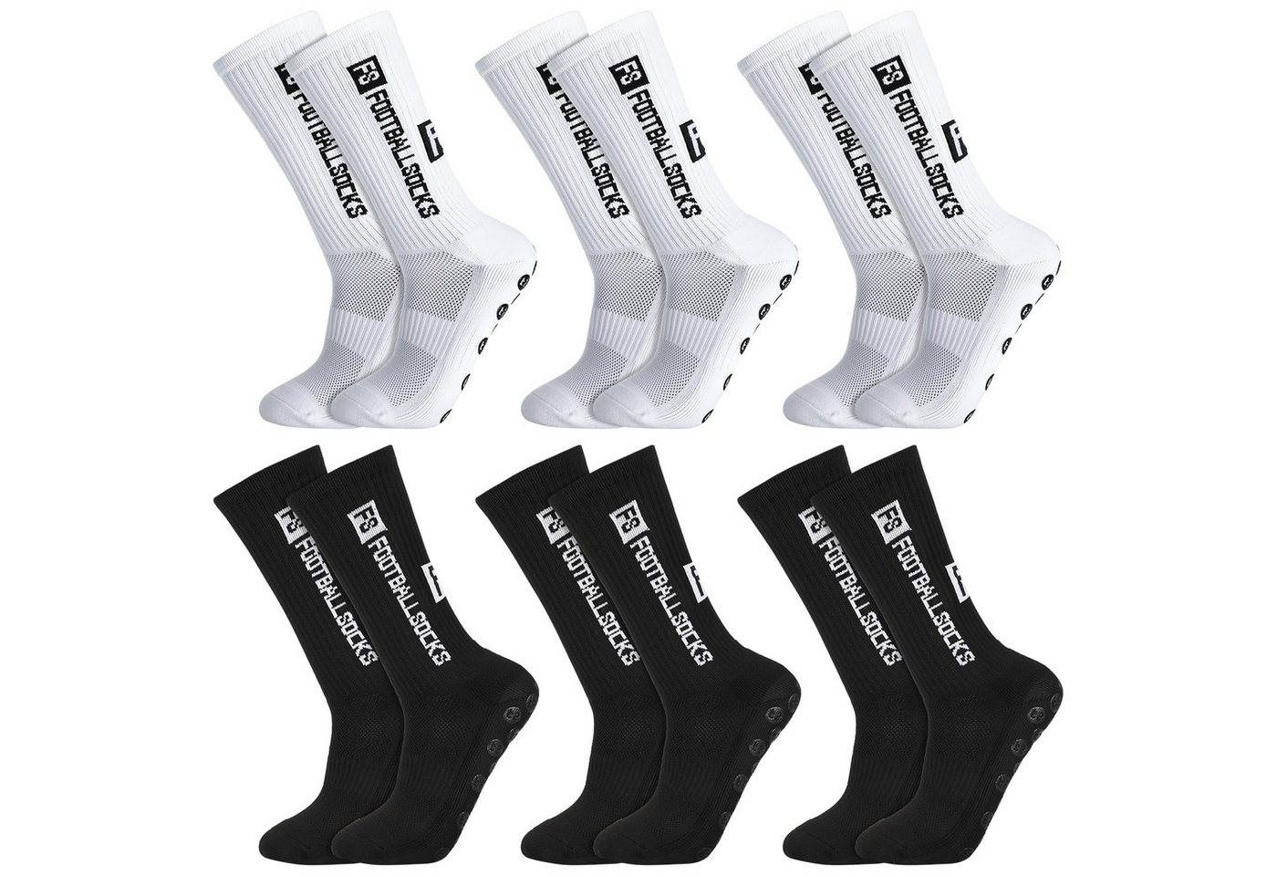 MOPUEA Sportsocken Sportsocken Rutschfeste Grip Fußballsocken 6 Paar 39-46 Basket Laufe (6 Paar Anti Rutsch Sportsocken Fußballsocken Set, Sport Socken Grip Fußball Laufen Basketball Training) Anti Rutsch atmungsaktiv elastisch rutschfest bequem
