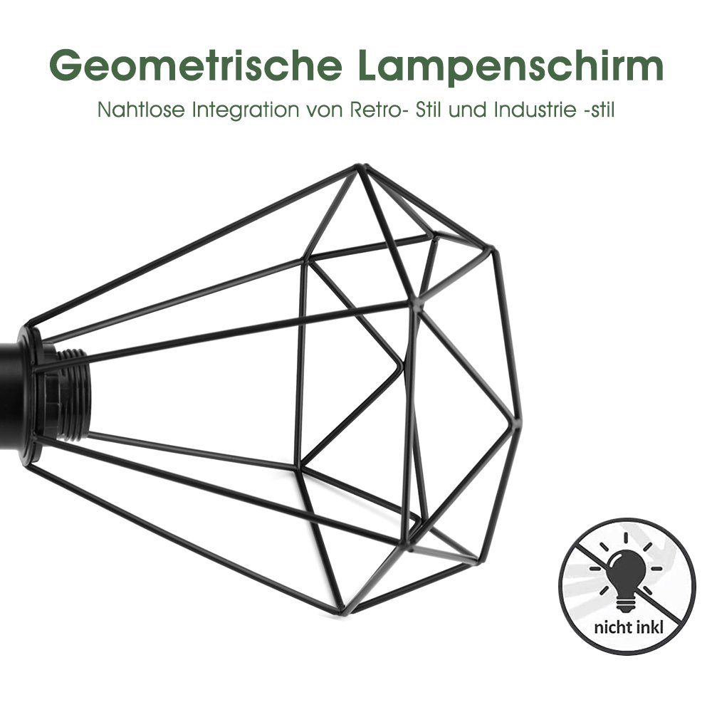 Industrial E27 Pendelleuchte LETGOSPT 3-lamig(mit Pendelleuchte E27-Glühbirne) Retro Vintage 3-flammig Deckenlampe