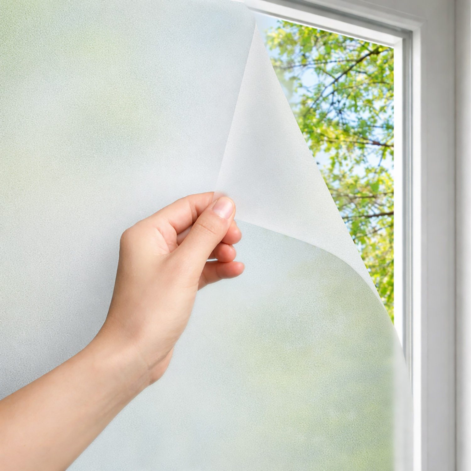 Tulup Fensterbild Sichtschutzfolie Fenster, Milchglasfolie selbstklebend, Fensterfolie, Glasdekorfolie Matt, Blickdicht Satinierte Folie, UV-Schutz