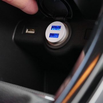 Forcell KFZ-Ladegerät Auto-Ladegerät Mini 2x USB-Anschluss 3,1A Weiß Smartphone-Ladegerät