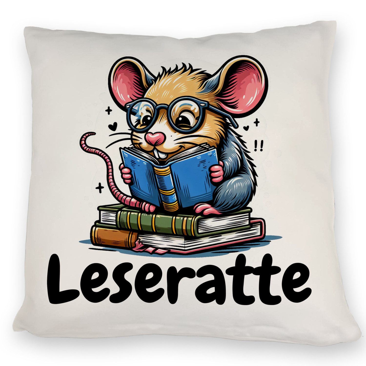 speecheese Dekokissen Leseratte Kissen mit Spruch Leseratte