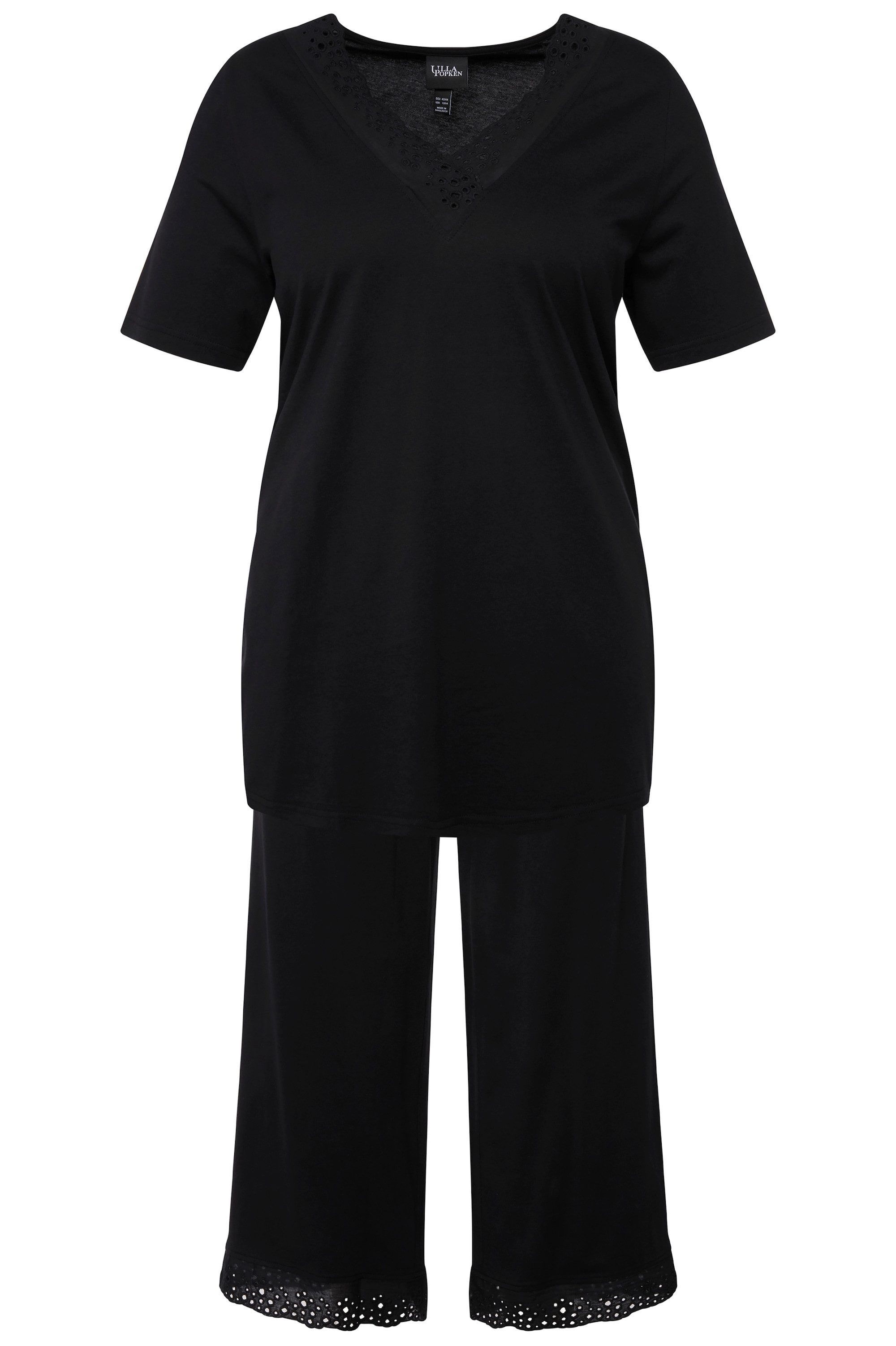 Ulla Popken Pyjama Pyjama Lochstickerei Halbarm günstig online kaufen