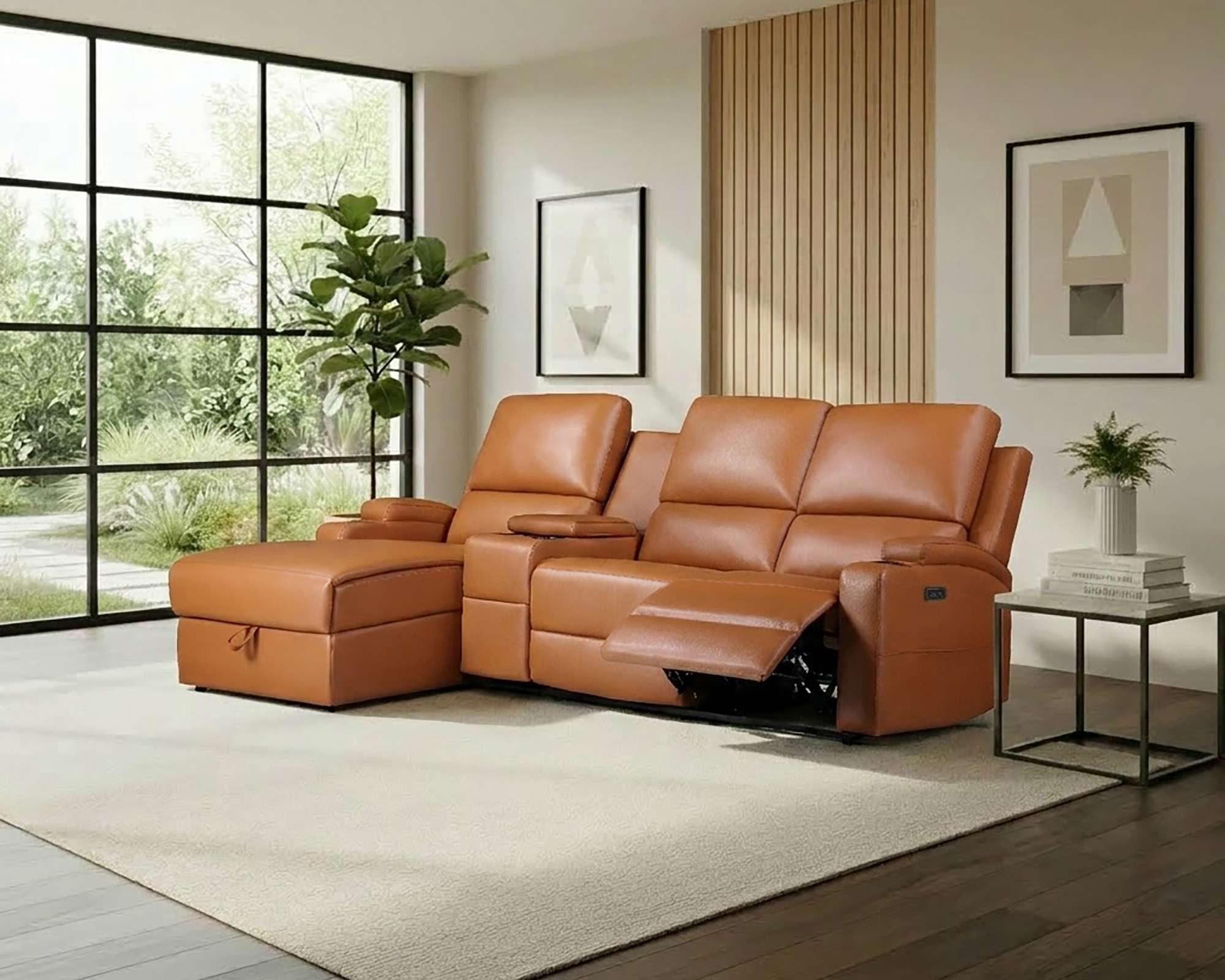 OTTO home Ecksofa NAPORI Lederoptik, Multimediasofa, 3er Kinosessel XXL, L-Form, Kinosofa, manuelle o. elektr. Relaxfunktion, Staufach, …