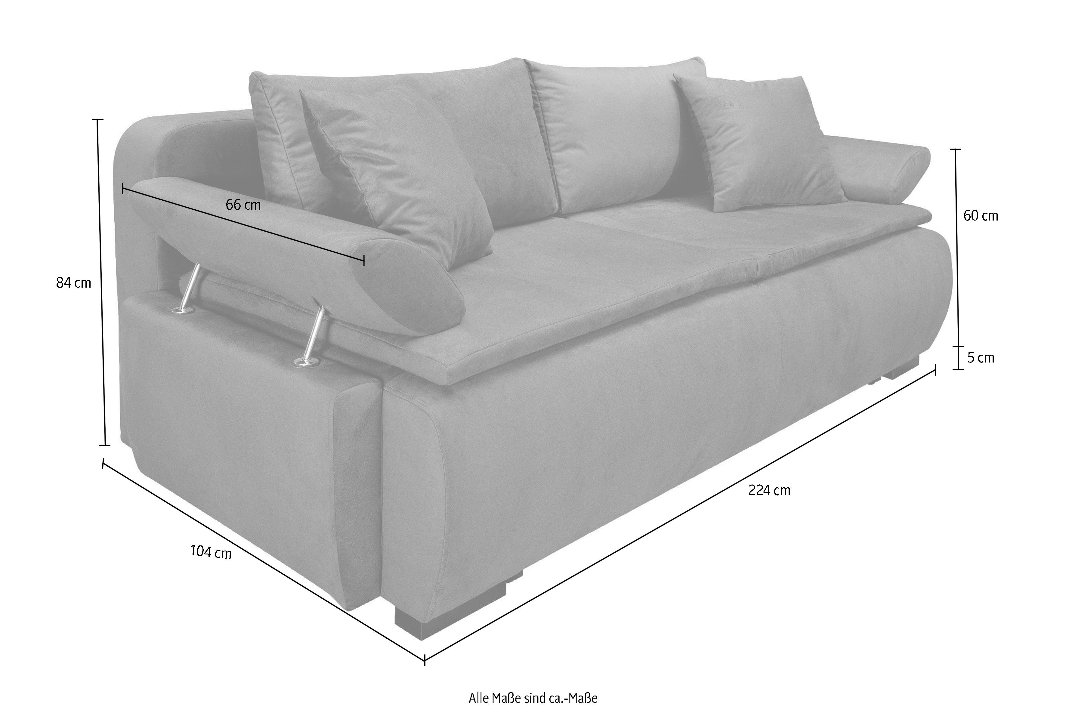 Home affaire Schlafsofa Romeo, mit Boxspringaufbau, Bettfunktion & Bettkasten, Dauerschlafsofa