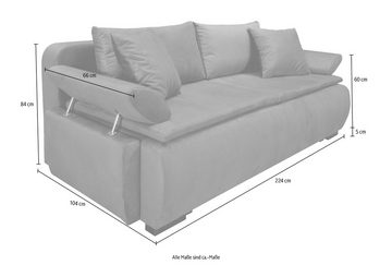 INOSIGN Schlafsofa Romeo, mit Boxspringaufbau, Bettfunktion & Bettkasten, Dauerschlafsofa