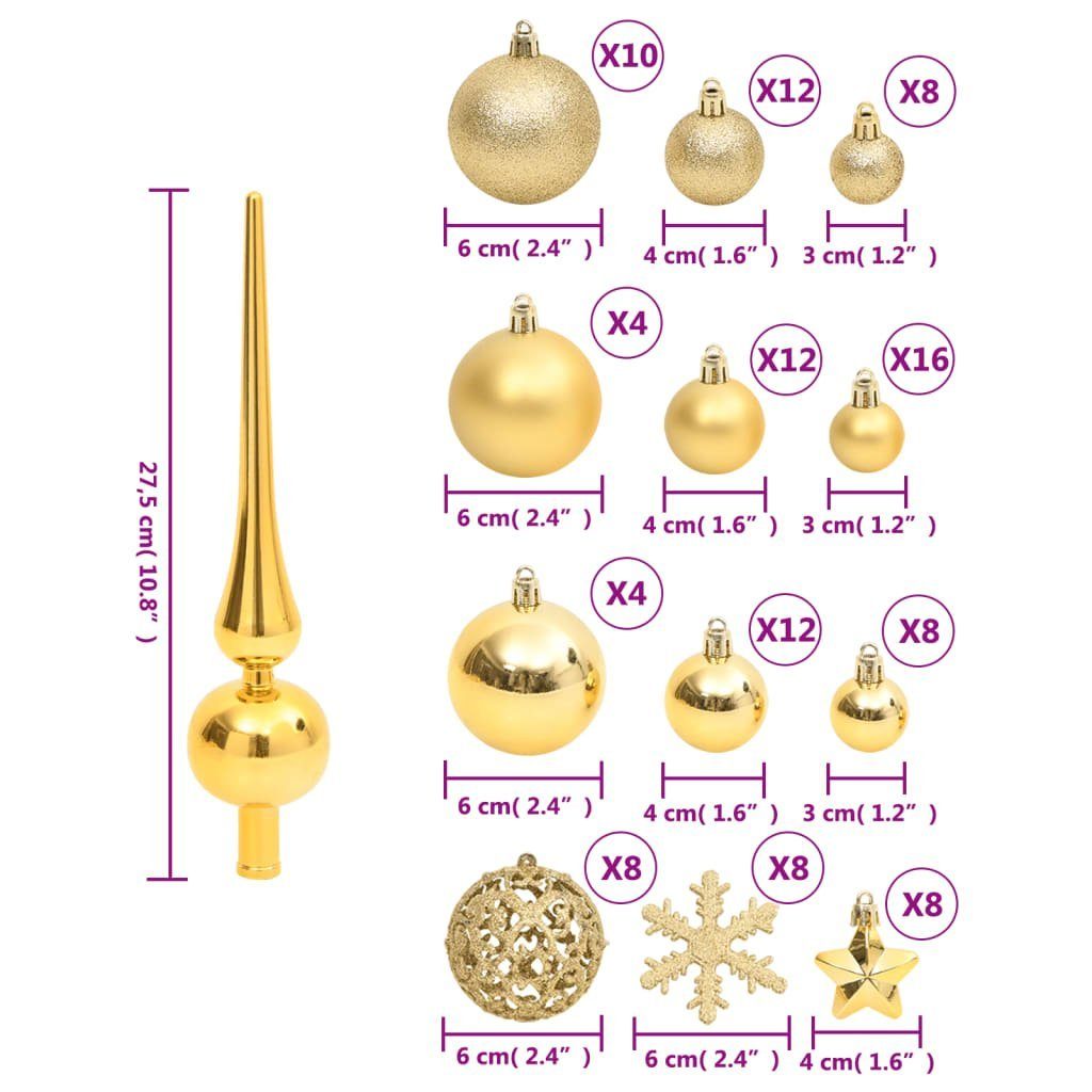 vidaXL Christbaumschmuck 111-tlg. Weihnachtskugel-Set (111-tlg) Polystyrol Golden