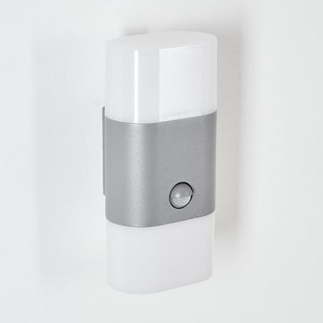 hofstein Außen-Wandleuchte Wandlampe aus Metall/Kunststoff in Grau/Weiß, LED fest integriert, Bewegungsmelder, Dämmerungssensor, Lichteffekt, 1300 Lumen, IP44
