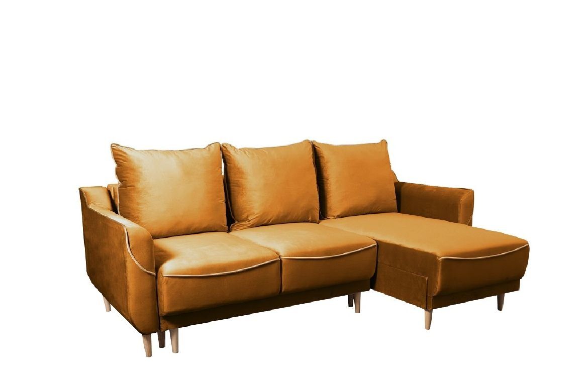 JVmoebel Ecksofa, Bettfunktion Couch Gelb L-Form Schlafsofa Designer Ecksofa mit Sofa