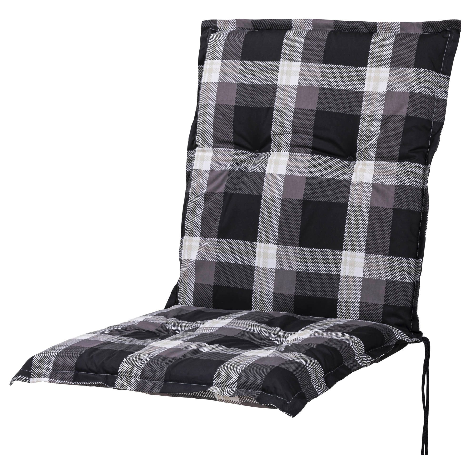 Sun Garden Sesselauflage Niederlehner Naxos10623-800 schwarz-braun-beige kariert 100x49x6 cm