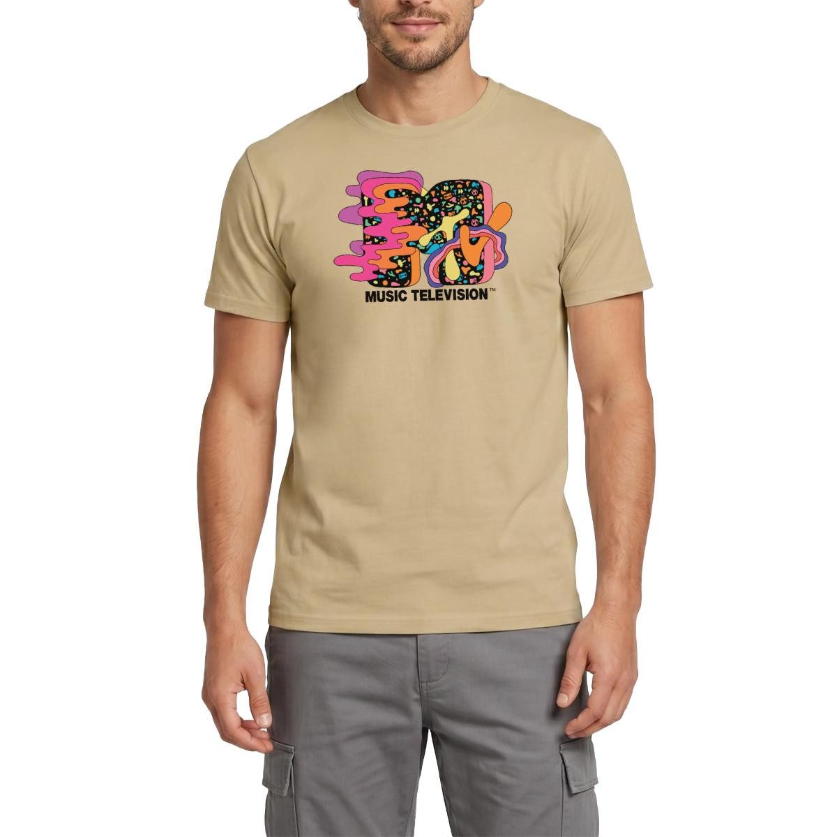 T-Shirt MTV Music Television Buntes Trippy Logo Männer T-Shirt