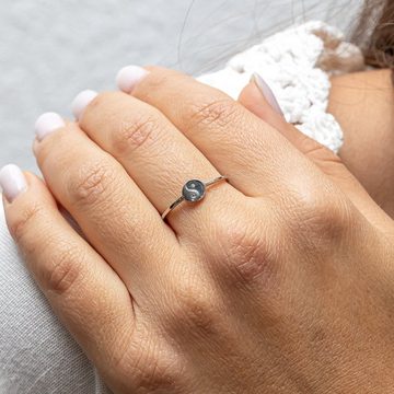 CAÏ Fingerring 925/- Sterling Silber rhodiniert Zirkonia Yin Yang