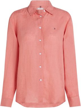 Tommy Hilfiger Hemdbluse LINEN STP RELAXED SHIRT LS mit Logostickerei auf der Brust