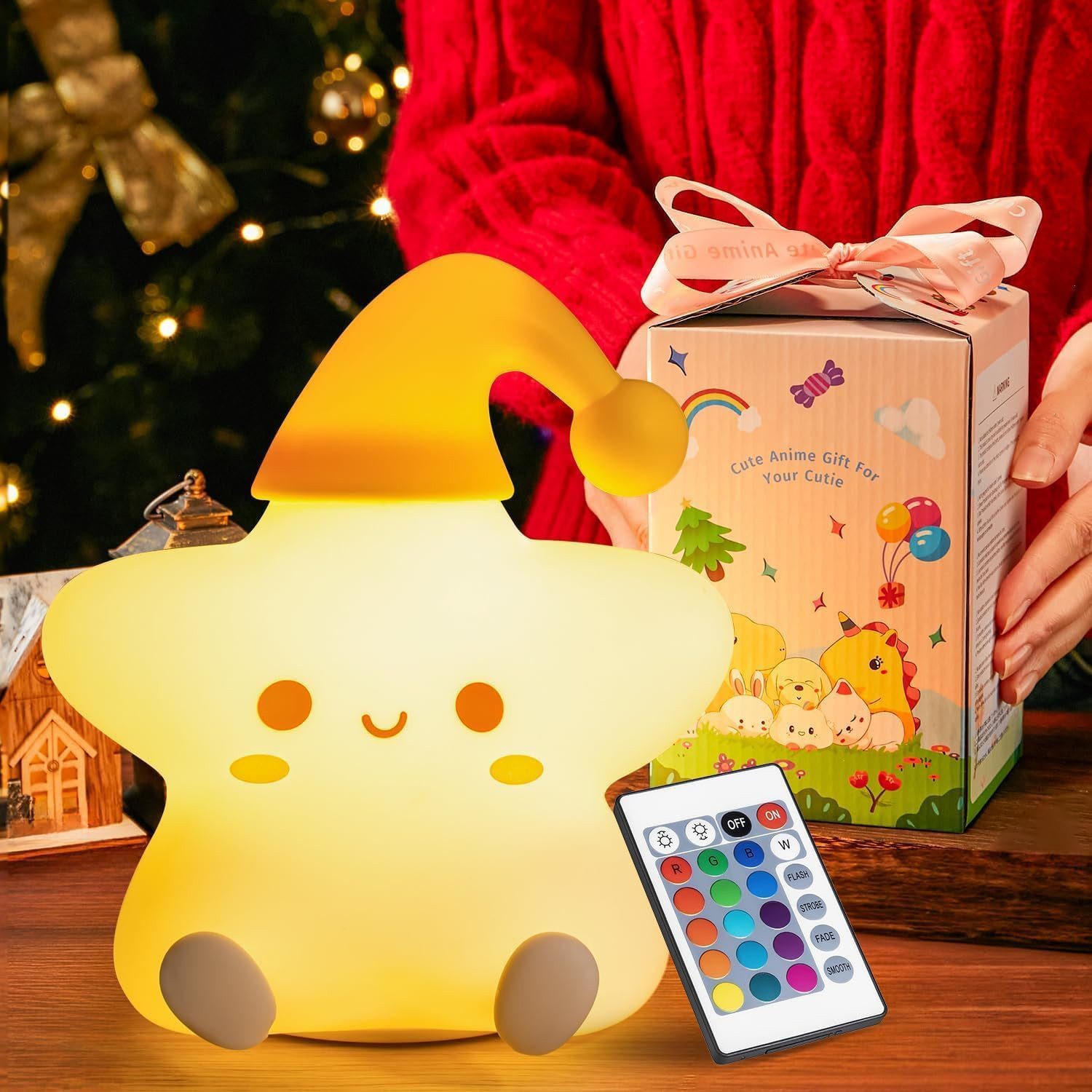 Futicare LED Nachtlicht Tier Nachtlicht, Nachtlicht süße Tiere Silikon, 16 Farben & 5 Helligkeiten, USB Wiederaufladbar, Baby Tischlampe für Kinderzimmer Babyzi – Bild 2 von 5