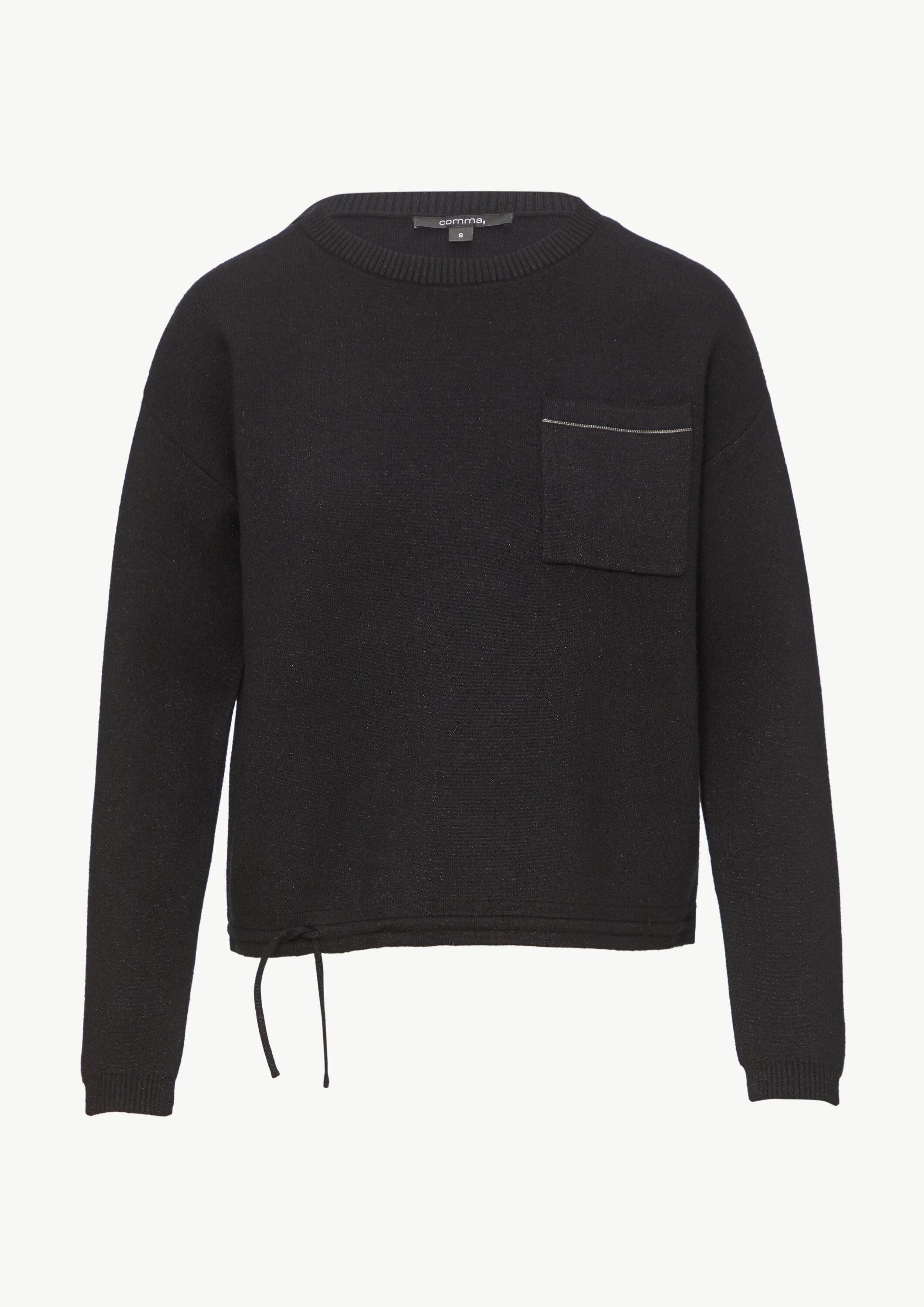 comma Longpullover Strickpullover Strickpullover mit Schmuckdetail und Glitzergarn