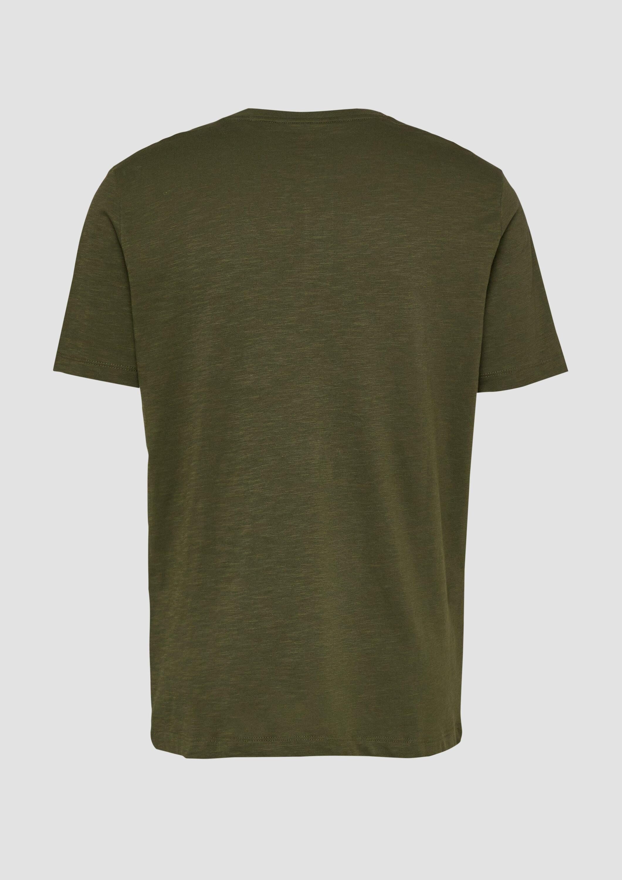 s.Oliver Kurzarmshirt T-Shirt Henley-Shirt in Flammgarnstruktur