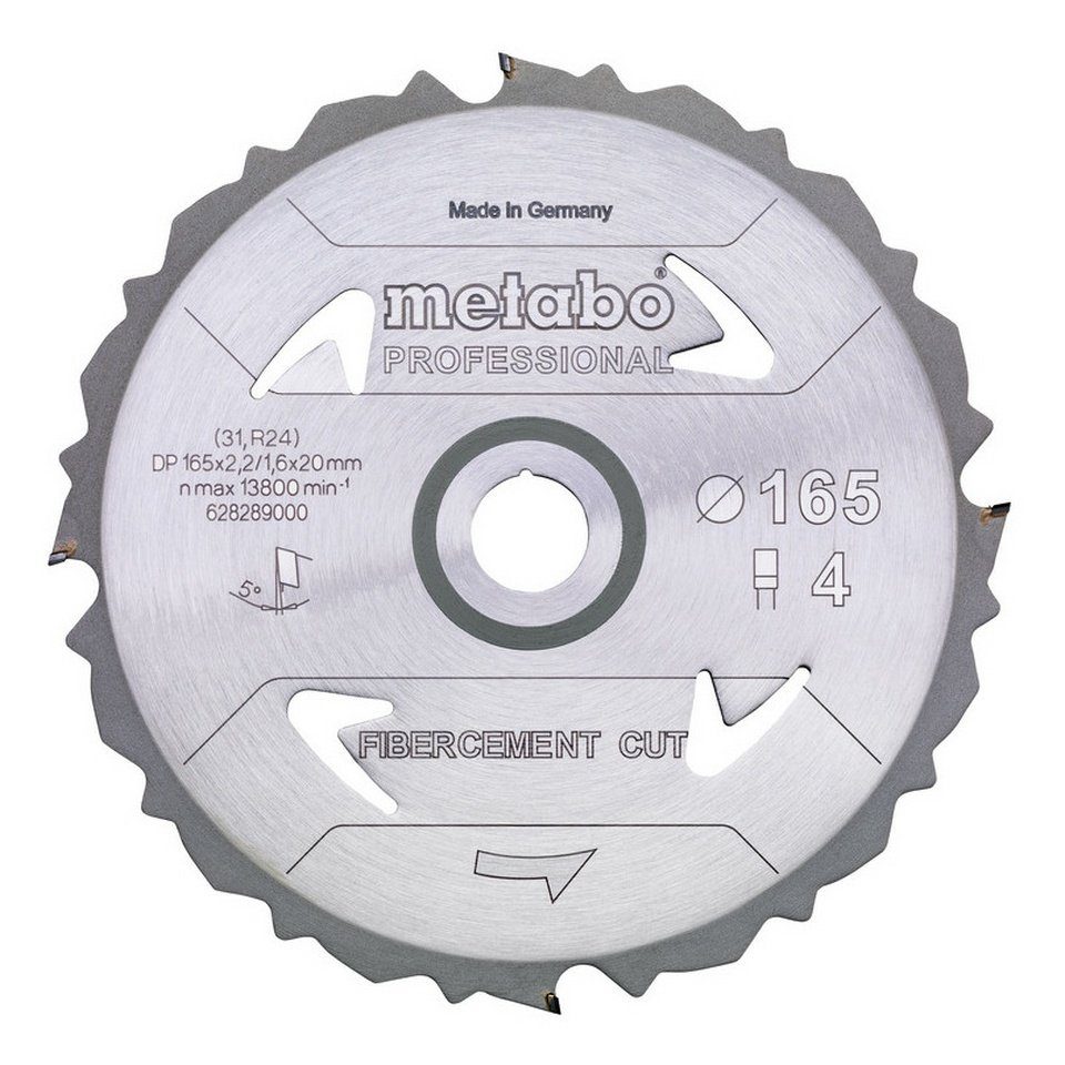 professional", x cut "fibercement metabo Kreissägeblatt, - 4, Zähnezahl 20 mm, 165 5° DFZ