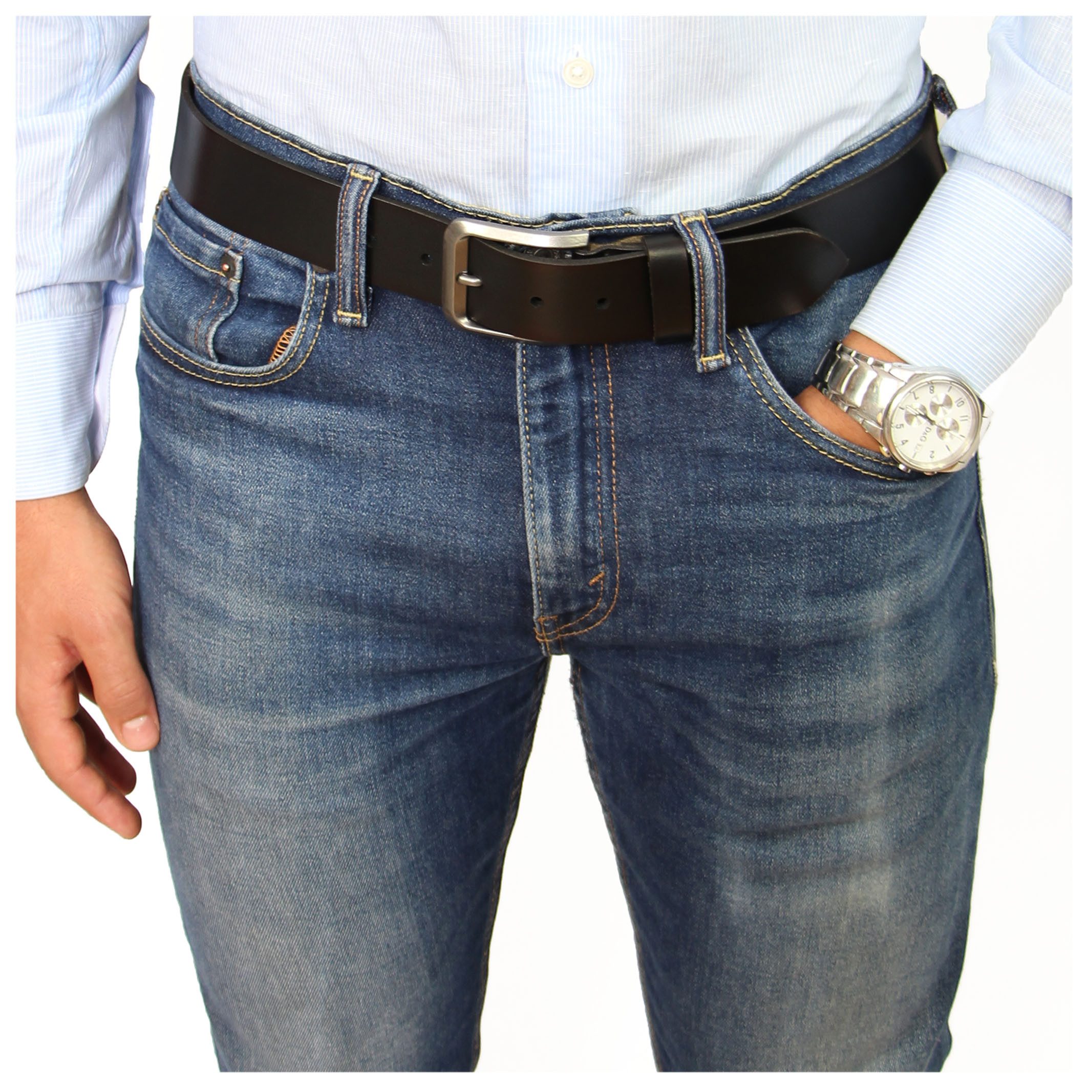 ALMADIH Ledergürtel G1 Herren-Business-Gürtel Jeansgürtel kürzbar echt Lede günstig online kaufen