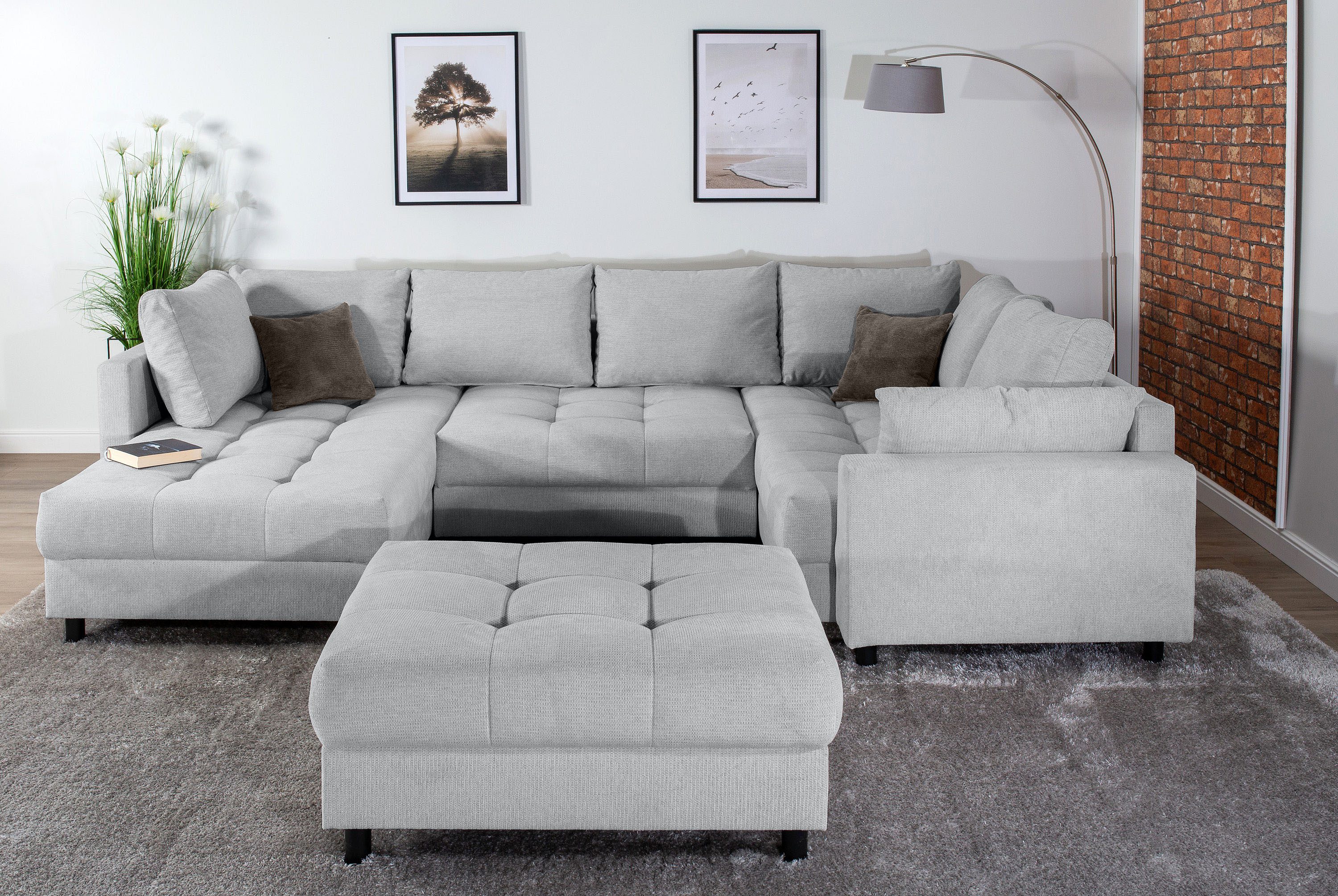 COLLECTION AB Wohnlandschaft Toni U-Form mit Armlehne, inkl. Hocker und Zie günstig online kaufen