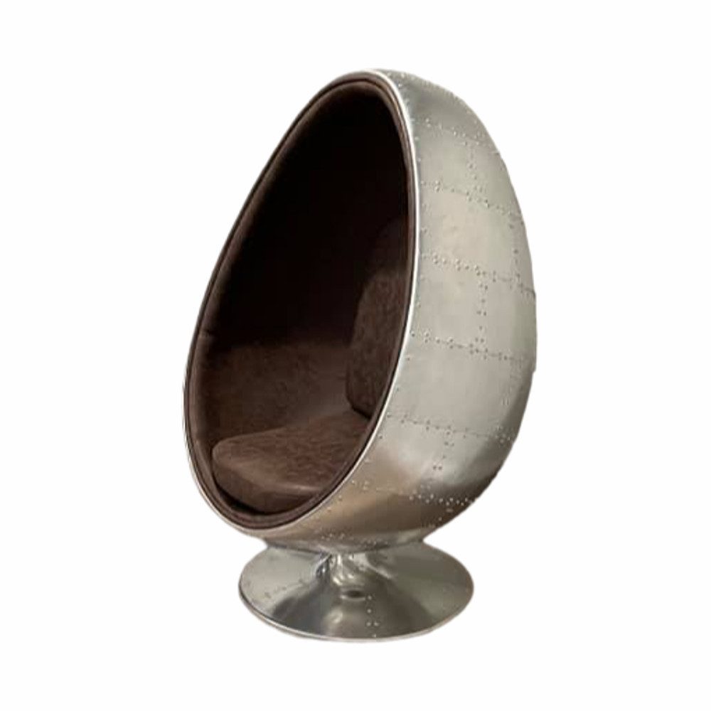 JVmoebel Sessel Design Retro Lounge Sessel Egg Ball Silber Drehbar Leder Sofort (1-St), Made in Europa