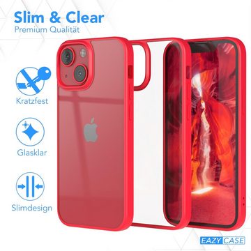 EAZY CASE Handyhülle Bumper Case für Apple iPhone 13 Mini / 12 Mini 5,4 Zoll, Hülle Transparent Backcover kratzfest Slim Cover Durchsichtig Rot