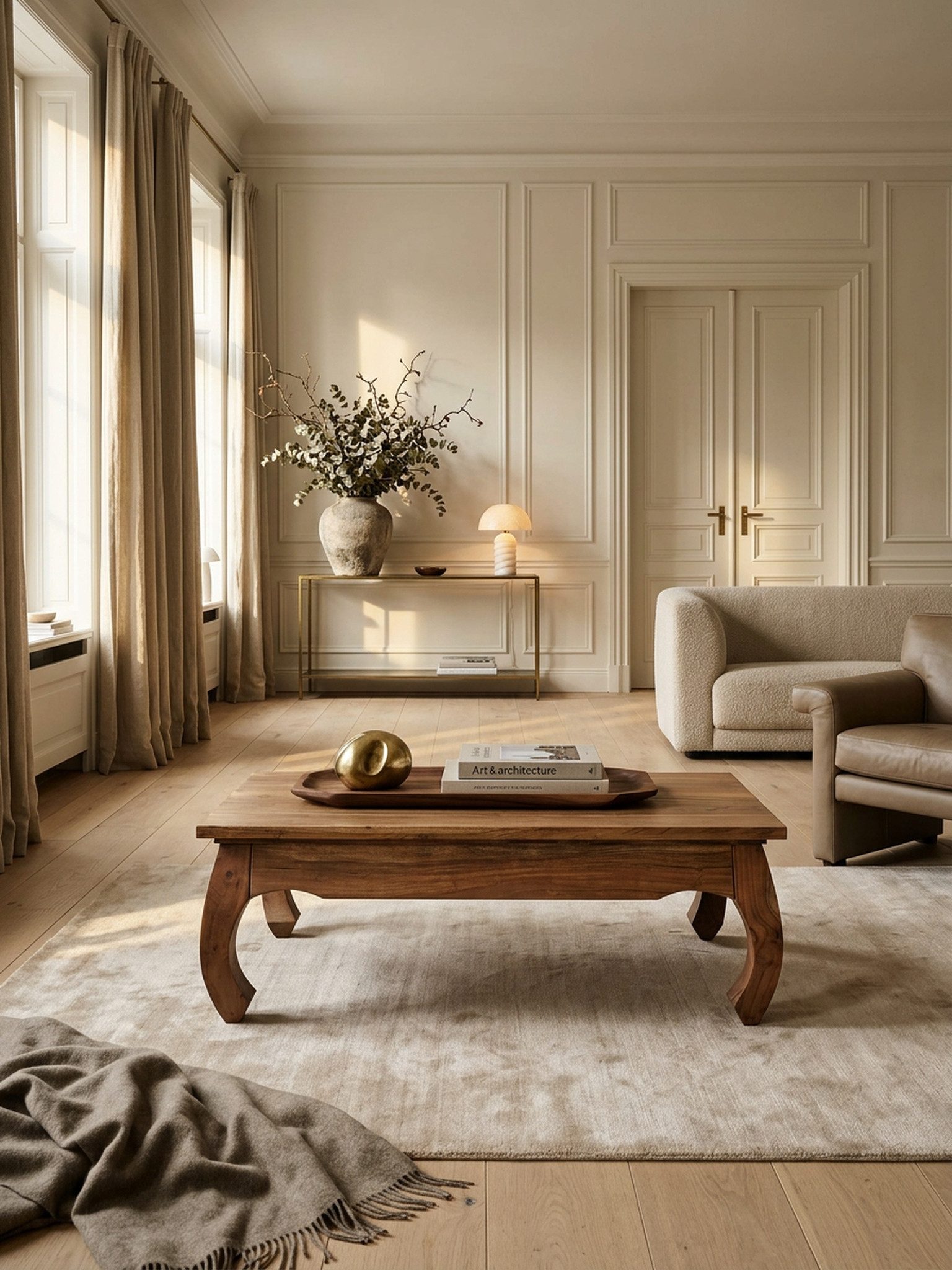 KADIMA DESIGN Couchtisch Couchtisch Massiv-Holz 110 cm breit Wohnzimmer-Tisch Design, dunkel-braun Landhaus-Stil Beistelltisch