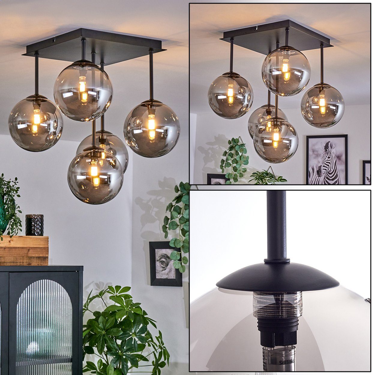 hofstein Deckenleuchte Deckenlampe aus Metall/Glas in günstig online kaufen