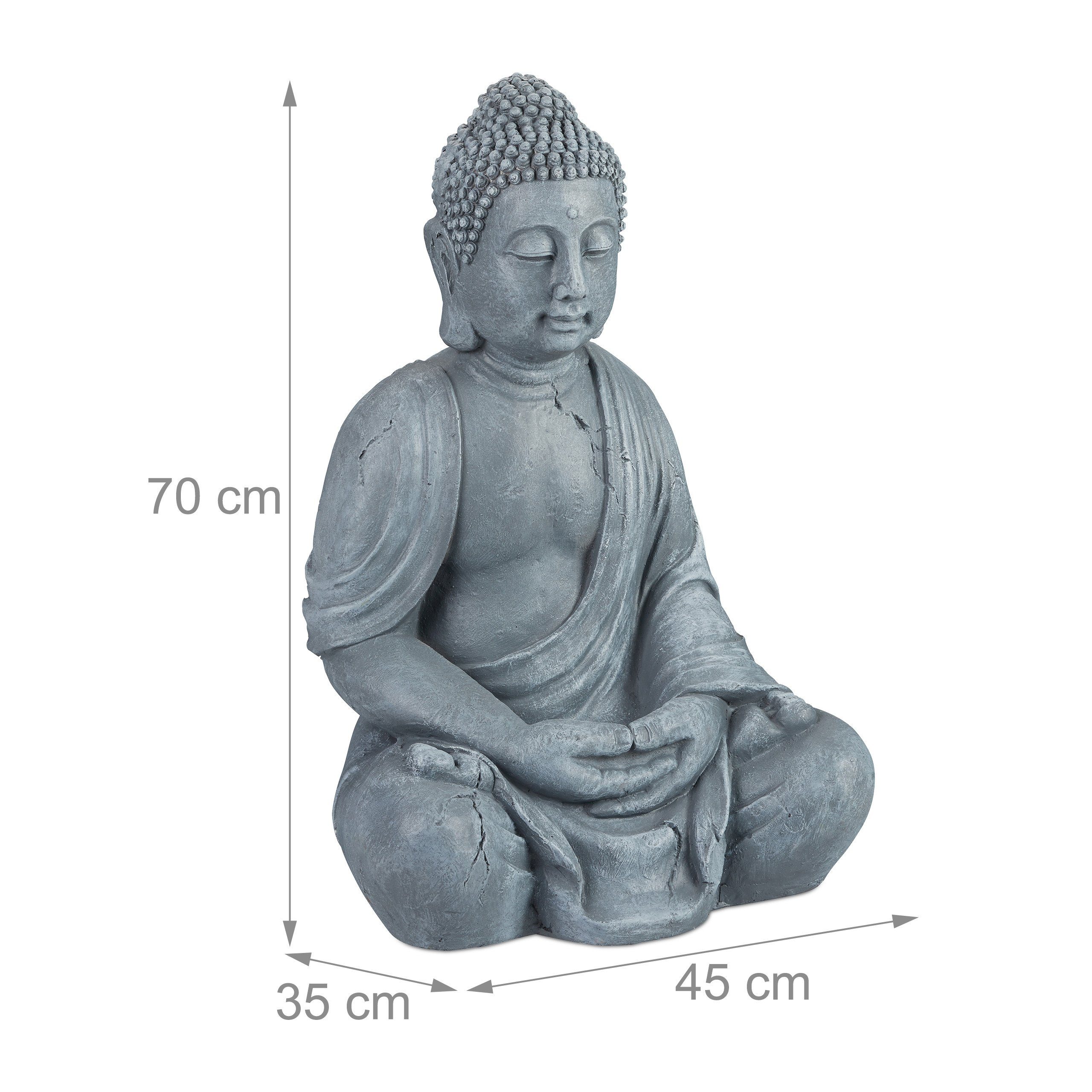 relaxdays Buddhafigur 70 Buddha hellgrau cm, Figur
