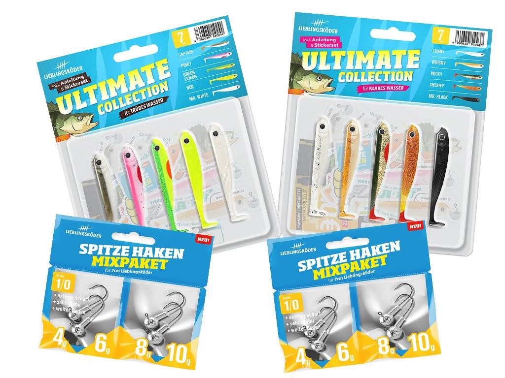 Lieblingsköder Kunstköder Lieblingsköder 7 cm - Barsch - kleines Starter-Set, (SpinMad Originals 10 g, 1-St. SpinMad Originals 15 Farben), Effektiver Lauf, Exzellente Verarbeitung